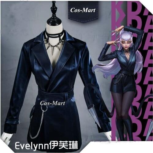 Hot Game LOL Evelynn Cosplay Costume KDA Baddest Agonys Embrace Navy Blue Uniform Full Set Female Role Play Clothing S-XL