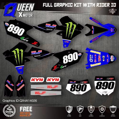 QUEEN X MOTOR Custom Team Graphics Backgrounds Decals 3M Stickers Kit For YAMAHA 14-18YZ250F 15-18YZ250FX WRF250 14-17YZ450F 026