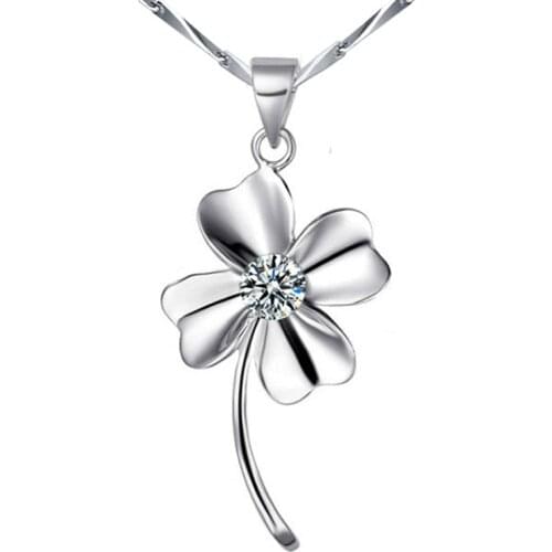 Utimtree Trendy Chokers Necklace Women Silver Color Four Leaves Clover Pendants Necklaces for Wedding Party Jewelry Collar Mujer