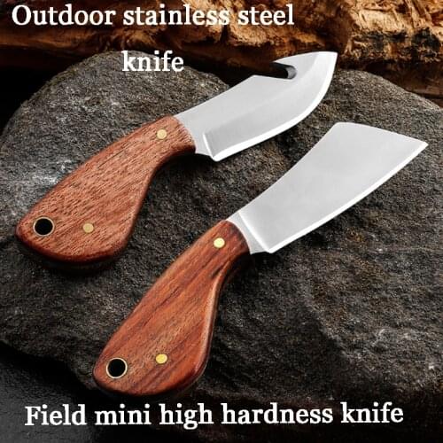 Mini Kitchen Pocket Knife Self Defense Weapons Multi-functional Outdoor Camping Hunting Knife With Leather Case Knives For Men