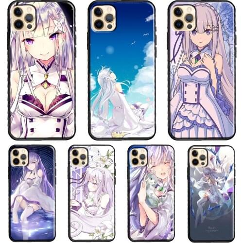 Re Zero Emilia Soft Cover For iPhone 11 12 Pro Max XS XR X 12 mini SE 2020 5S 6S 7 8 Plus Phone Case