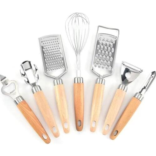 7 Piece Set Stainless Steel Grater FIsh Scales Peeler Scraper Kitchen Ginger and Garlic Hand Press Kitchen Gadget Set