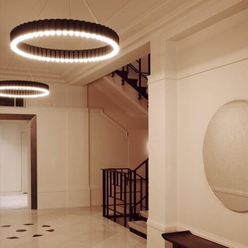 New product light luxury restaurant round large chandelier villa temperament metal round Nordic modern minimalist lamp