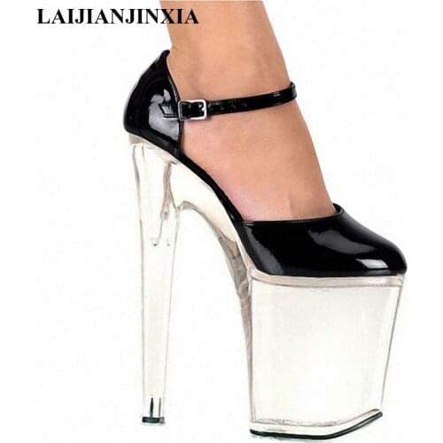 LAIJIANJINXIA 2018 Summer Lady Platform High Heel Shoes Women 20 CM Thin Heel Pumps Party Club Wedding Shoes Women Size 35-46