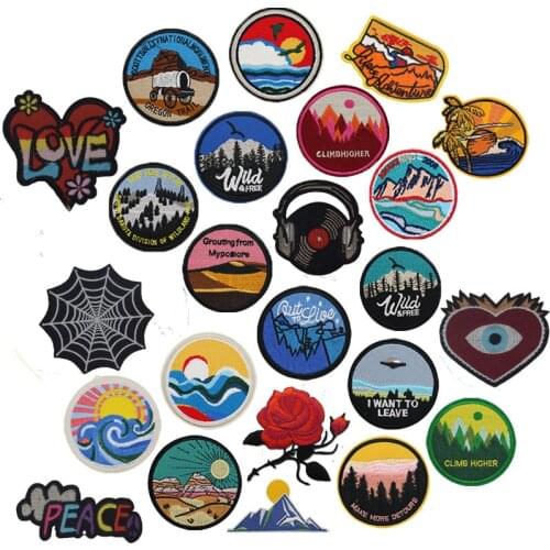 New Arrival Alien Rainbow Peace Round Patch Universe Punk Clothing Accessories Heart Patches Iron On Clothes Applique Accessory