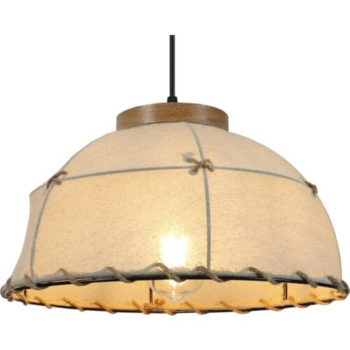 Chinese linen art pendant lights modern dining room restaurant bedroom Japanese semi-circular cloth cover vintage hanging lamps