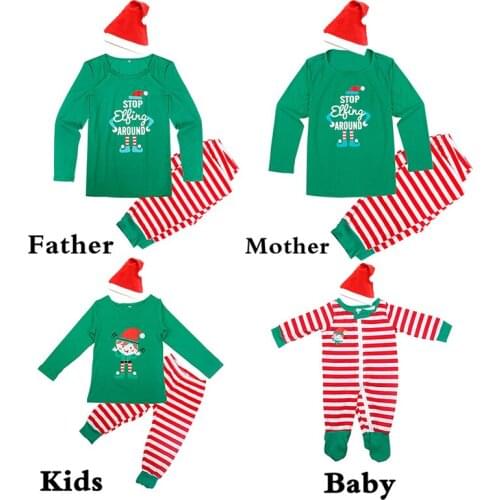 Family Christmas Party Costumes Stop Elfing Arould Christmas Outfits Christmas Pajamas Party Cosplay Costume Parent-Child Set