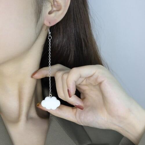 Fashion Korea White Dangling Earrings for Women Cute Simple Cloud Earrings with Chain SImple Ladies Ears Jewellery Wholesale