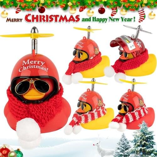 Yellow Duck with Helmet Handsome Car Dashboard Interior Decoration Accessories Gift for Friends Family