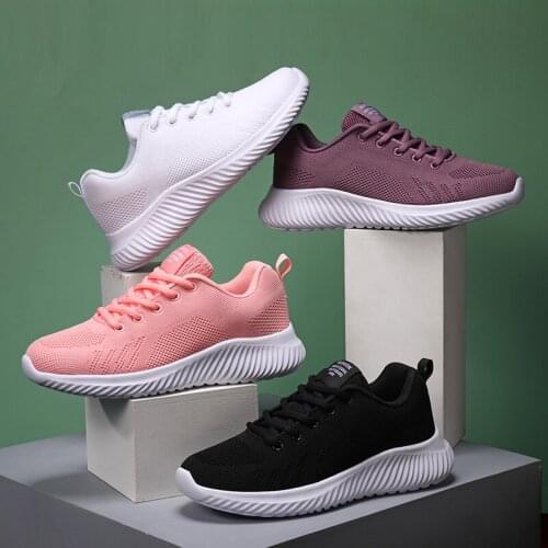 Light Women Running Shoes New Breathable Mesh Female Sneakers Casual Sport Shoes Woman Lace-up White Shoes