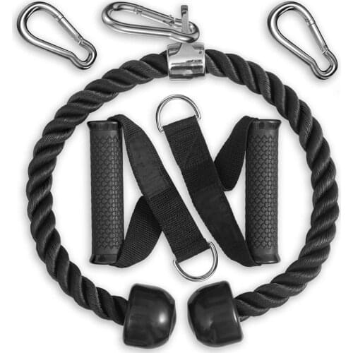 Pull Down Rope Cable Machine Attachment Handles Ultimate Tricep Heavy Duty Tricep Cable Large Steel Carabiners Home Gym System