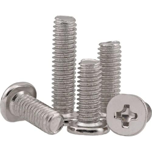 CM Cross Large Flat Head Nickel Plating Thin Head Screws Philips Round Head Bolts Pan Head Machine Screw M2M2.5M3M4 70PCS