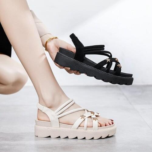 New Summer Platform Women Sandal Shoes 2021 Soft Sneakers Fashion Casual Slipper Flattie Black Lady Footwear