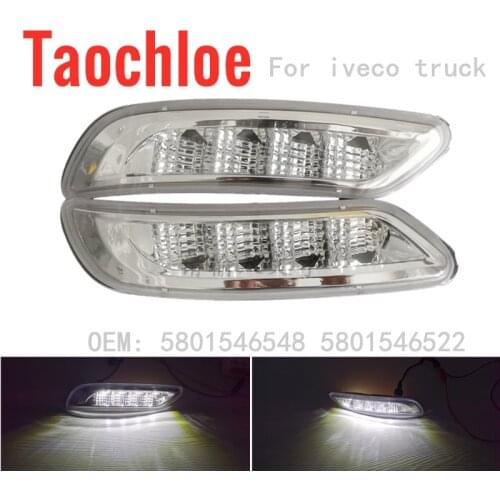 1pair White LED Side Marker Lamp side top Lights For IVECO Stralis Truck Trailer Cab roof lights OEM 5801546548 LH5801546522 RH