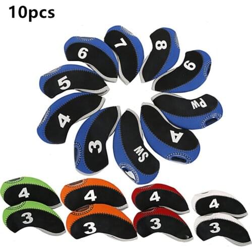 10pcs/set Durable Golf Head Covers Portable Black Golf Club Head Protector Headcover Accessories