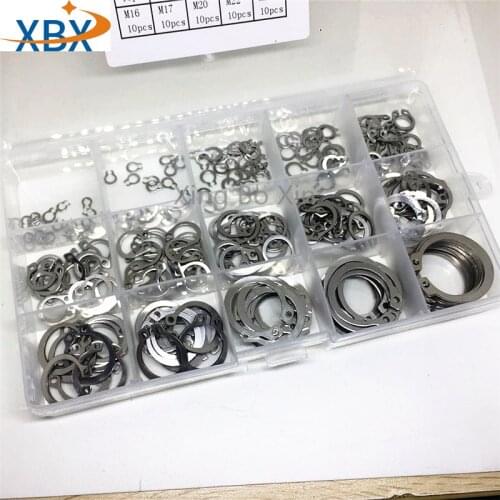 225 Pcs DIN 471 GB 894 SS304 Interne Externe Halte Sicherungsringe A2 C-clip Scheiben Snap beibehaltung Ring Sortiment Kit