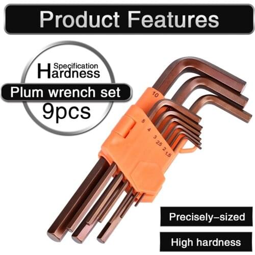 9pcs/Set L Type Hex Shank Double-End Key Wrench Set 1.5MM-175MM Alex Spanner Hexagonal Hand Tool Standrad 90 Angle Tool Kit