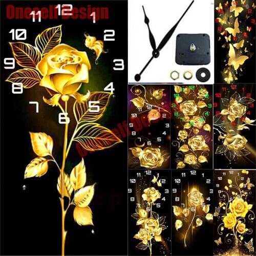 Diy diamond painting full flower clock diamond embroidery cross stitch butterfly clock diamond mosaic sale rhinestone pictures