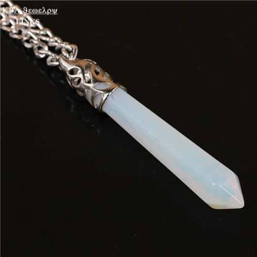 White opal stone necklace druzy quartz gem stone chain necklace fashion women necklace healing dangle necklace 2020