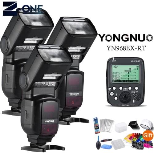 YONGNUO 3*YN968EX-RT TTL Wireless Flash Speedlite + 1*YN-E3-RT For Canon 5D II III IV 6D II 7D 1D 80D 1100D 5500D 5Ds 760D 70D