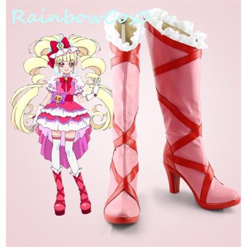 RainbowCos0 Cosplay Shoes Pretty Cure,Precure Cure Macherie Aisaki Emiru Boots Game Anime Halloween