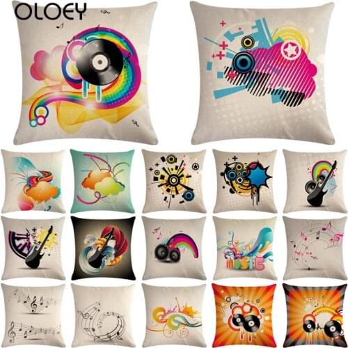 Music Cushion Cover, Square Linen Cushion Cover, Bedroom Cushion Cover, Home Hotel Decoration Cushion Cover, Size 45cmx45cm
