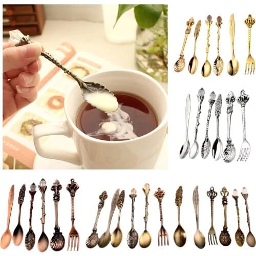 Dessert Spoons,Coffee Spoon Teaspoon and Fork Set Royal Style Fruit Dessert Spoons Ice Cream Spoon for Kitchen Dining Bar