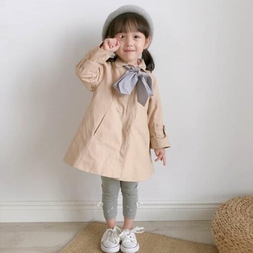 Girls Babys Kids Windbreaker Coat Jacket Outwear 2021 Khaki Spring Autumn Cotton Buttons Cardigan School Childrens Clothing