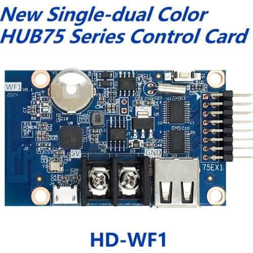 HD-WF1 is a cost-effective RGB Seven color Small LED display WIFI and U-disk control card that supports mobile phone seting