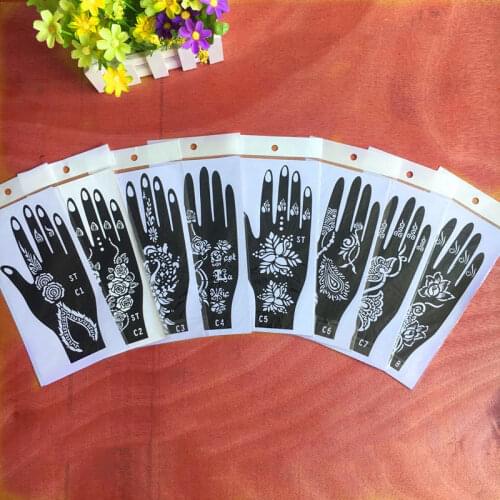 Henna tattoo palm template inkjet painting Henna Tattoo Stencils Airbrush Stencil Glitter Tattoo Body Mehndi