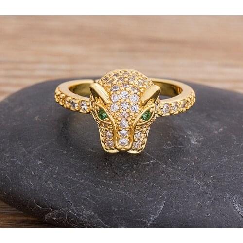 AAA Cubic Zirconia Crystal Opening Rings Bull Animal Gold Color Adjustable Finger Rings For Women Fashion Statement Jewelry Gift