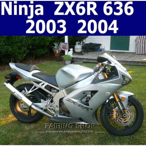 Injection mold Fairing kit For Kawasaki zx6r zx-6r 03 04 2003 2004 EMS free Fairings inj silver painted t88
