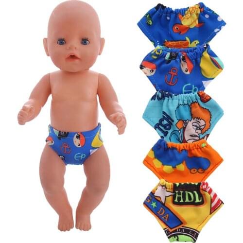 LUCKDOLL Fashion Print Underwear Fit 18 Inch American 43cm Baby Doll Clothes Accessories,Girls Toys,Generation,Birthday Gift