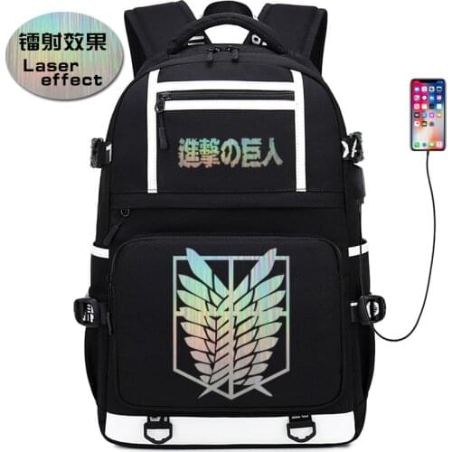 Attack on Titan Laser Backpack Student School Shoulder Bag Satchel Luminous Laptop Rucksack Knapsack Teenager Travel Gift