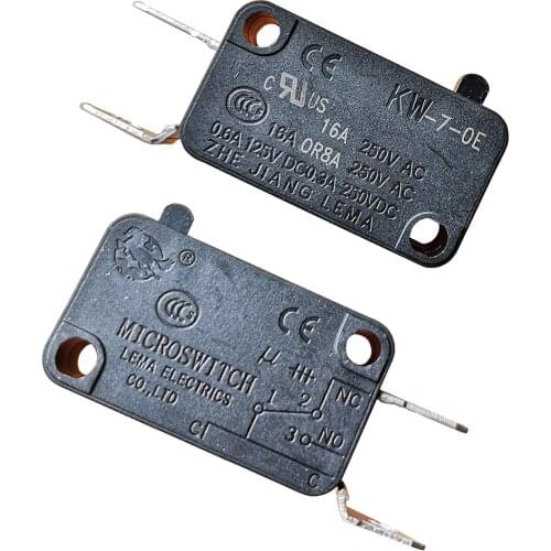 LEMA KW7-0E Electric Automation Microswitches No Lever Short Plunger SPST Normally Close Micro Switch 16A 2Pin, 6-Pack