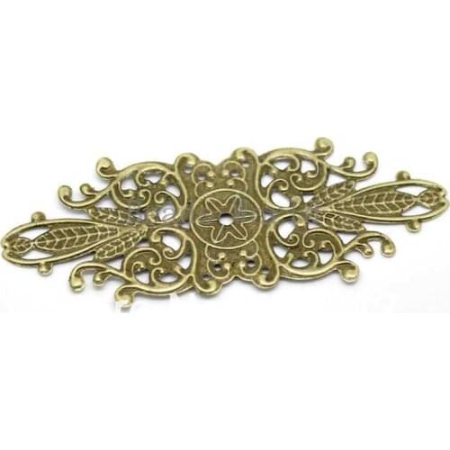 Best Quality 30 Pcs Bronze Tone Filigree Flower Wraps Connector Embellishments Jewelry Findings 85x34mm(W03506)