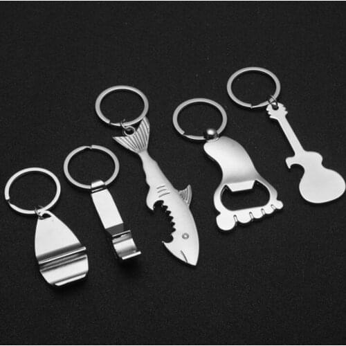 Metal Beer Keychain Bottle Opener Shark/Guitar Style Kitchen Accessories Wedding Party Favor Gifts