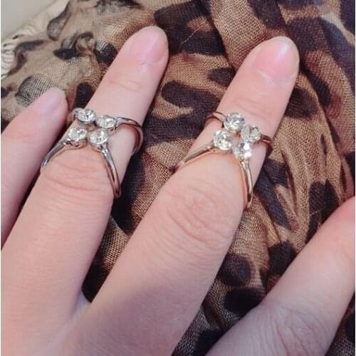 Fashion The Popular X Cross Stereo Hollow Rhinestone Ring Around Joint Rings