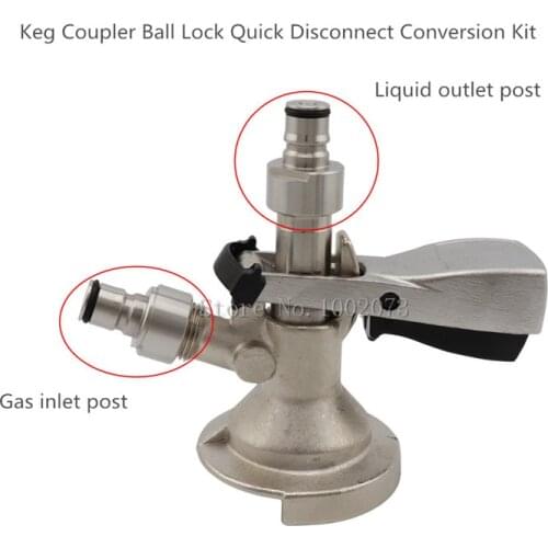 Carbonation Cap Ball Lock Post Conversion Kit, Convert to Ball Lock Keg Coupler Adapter for Homebrew A D S G Type Keg Coupler