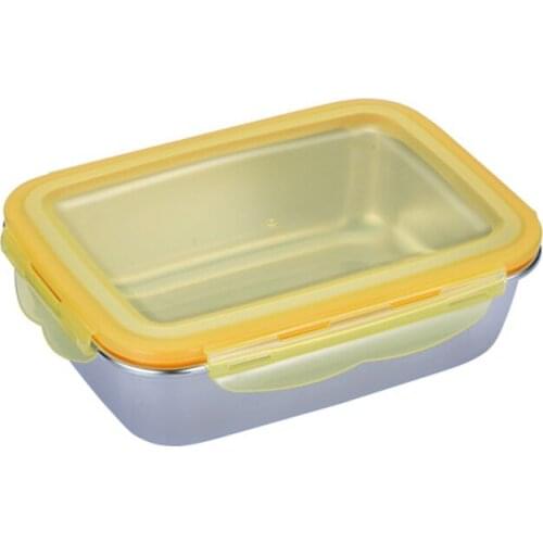 Set of 4 304 Stainless Steel Fridge Food Container Bento Storage Box Kitchen Items Lunch Organizer Refrigerator Accessories