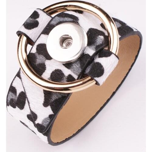 2019 NEW Tiger pattern 18mm PU leather Snap button jewelry bracelet GIRLS Women BR2391