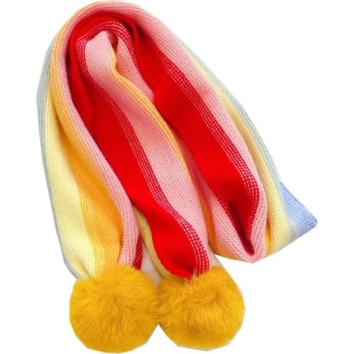 New 2020 Autumn Winter Girls Wool Knitted Scarf Boys Girls Pom Pom Scarf Fashion Kids Neckerchief Colorful Ball Children Scarf