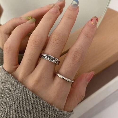 2021 New Fashion Weave Rings for Women Aesthetic Minimalist Adjustable Finger Accessories Handmade Birthday Party Jewelry Gift