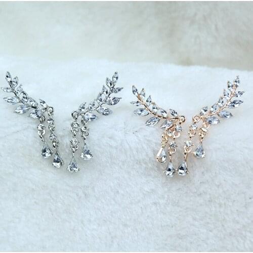 2021 New Angel Wings Rhinestone Hanging Dangle Earrings exquisite Exaggerated Fashion Stud Earrings elegant Tassel Bead Earrings