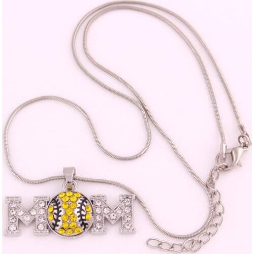 New Arrival antique plated Volleyball MOM Pendant Necklace snake chain