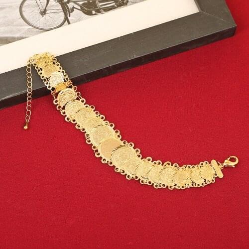 New Bridal Bracelet For Wedding Coin Jewelry Bracelet Gold Color Arab Bridal Gift Middle East Turkey Egypt African
