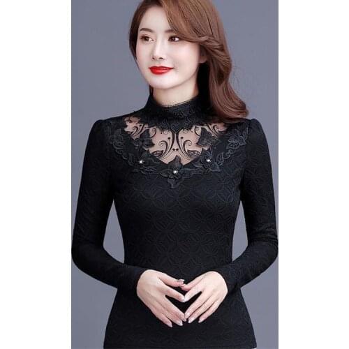 Autumn Winter New Turtleneck Black Long Sleeve Shirt Tops Woman Casual 5XL Plus Size Blouses Women Warm Tops and Blouses W988