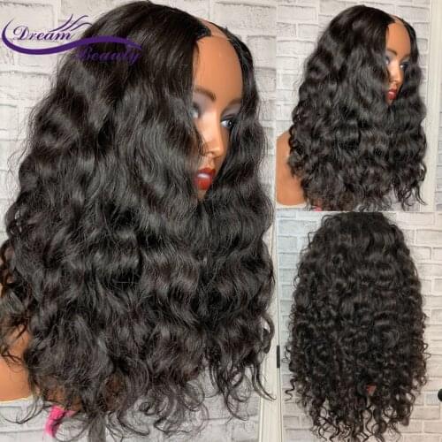 Middle U Part Wig Jerry Curly Human Hair Wigs For Women 180% Peruvian Remy Hair Glueless Easy to Install Full Machine Made Wigs