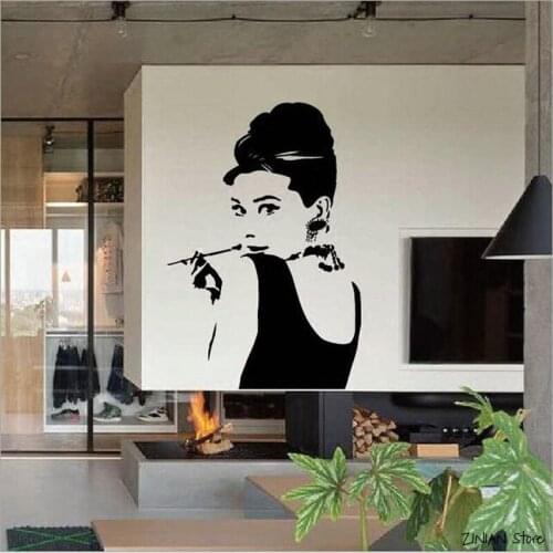 Selling Audrey Hepburn Wall Decals Bedroom Living Room Decoration Adesivo De Parede Girls Room Home Decals Sexy Gilrs Decor H306