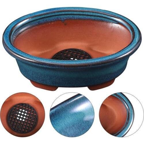 Simple Glazed Plant Pot Ceramic Succulent Flower Pot Home Bonsai Container Simple All-Glazed Ceramic Purple Clay Pots